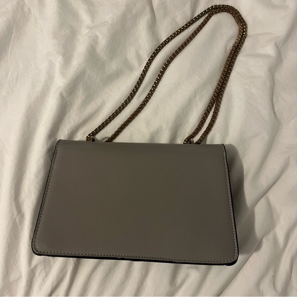 Gray Purse with Gold Hardware and Chain Strap - Picture 6 of 10